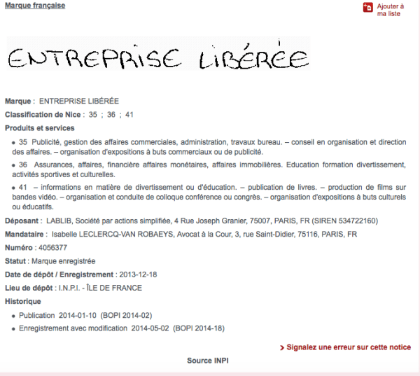 marque entreprise libérée